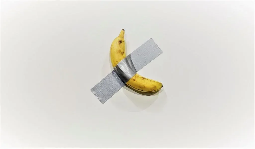 Maurizio Cattelan's Comedian, for sale from Perrotin at Art Basel Miami Beach. Photo by Sarah Cascone.