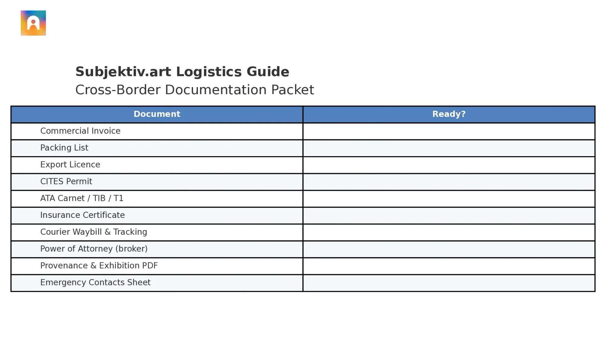 Cross-Border Documentation Packet
